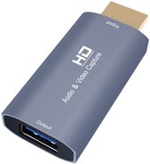Video Capture Card HDMI naar USB 3.0 - 4K adapter connector - geschikt voor o.a. laptop, Nintendo Switch, PlayStation, Xbox, Windows, MAC - Game Capture - live streaming - grijs