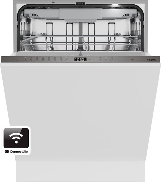 ETNA VW342CP – Volledig geïntegreerde vaatwasser – 16 couverts – Energieklasse A -10% – 42 dB – Nachtprogramma – ConnectLife – Automatische deuropening – 60 cm