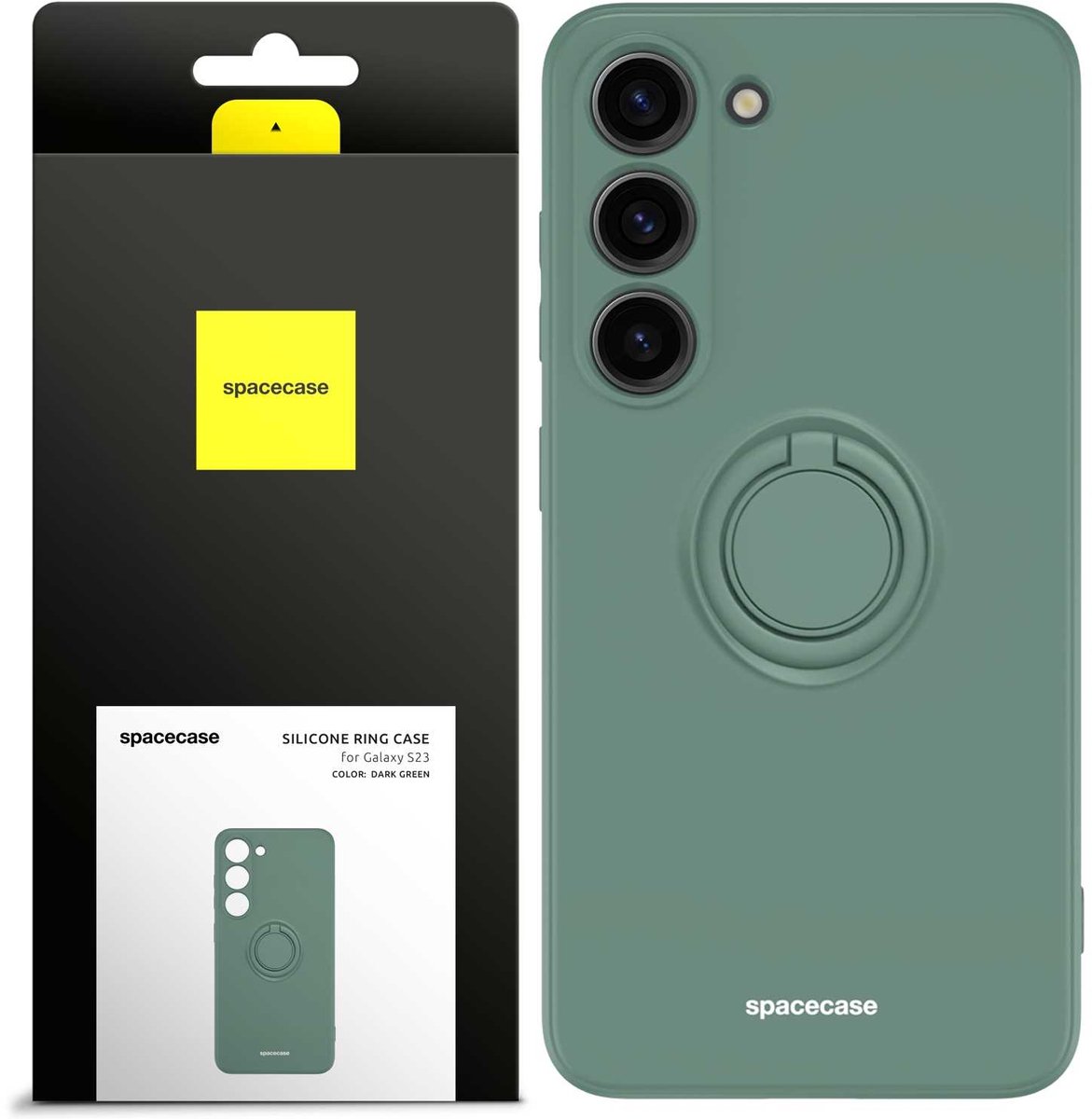 Spacecase Siliconen Case Ring Voor Samsung Galaxy S23 Donkergroen
