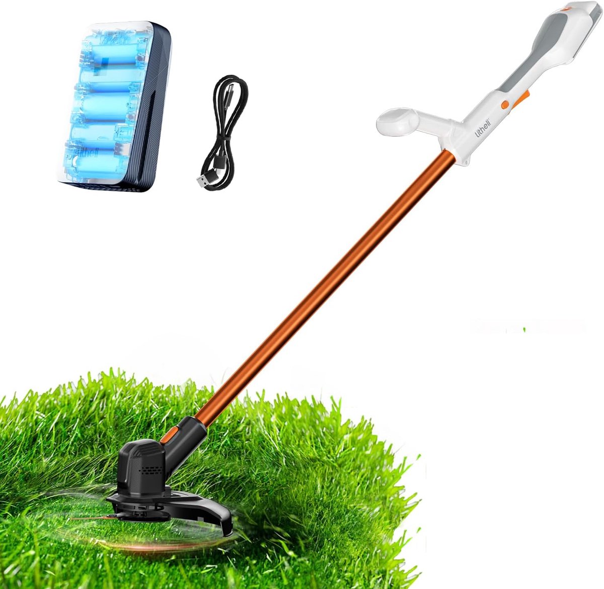 Grastrimmer - Kantenmaaier - 2-in-1 - Kantenknipper - Maaidiameter van 25 cm - voor Gazon Trimmen - Tuin Opruimen van Onkruid - 20V - met 2.0Ah Lithiumbatterij - 98.8x31.3cm - Wit