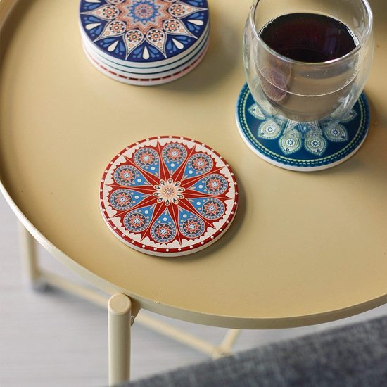 Set van 6 zwarte onderzetters met edelhert design