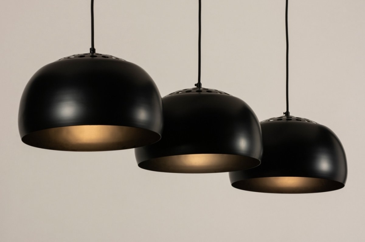 Lumidora Hanglamp 31199 - OAKLAND - 3 Lichts - E27 - Zwart - Metaal