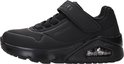 Zwarte Skechers sneaker met klittenband, veters en luchtzool. "SKECHERS" op zijkant.