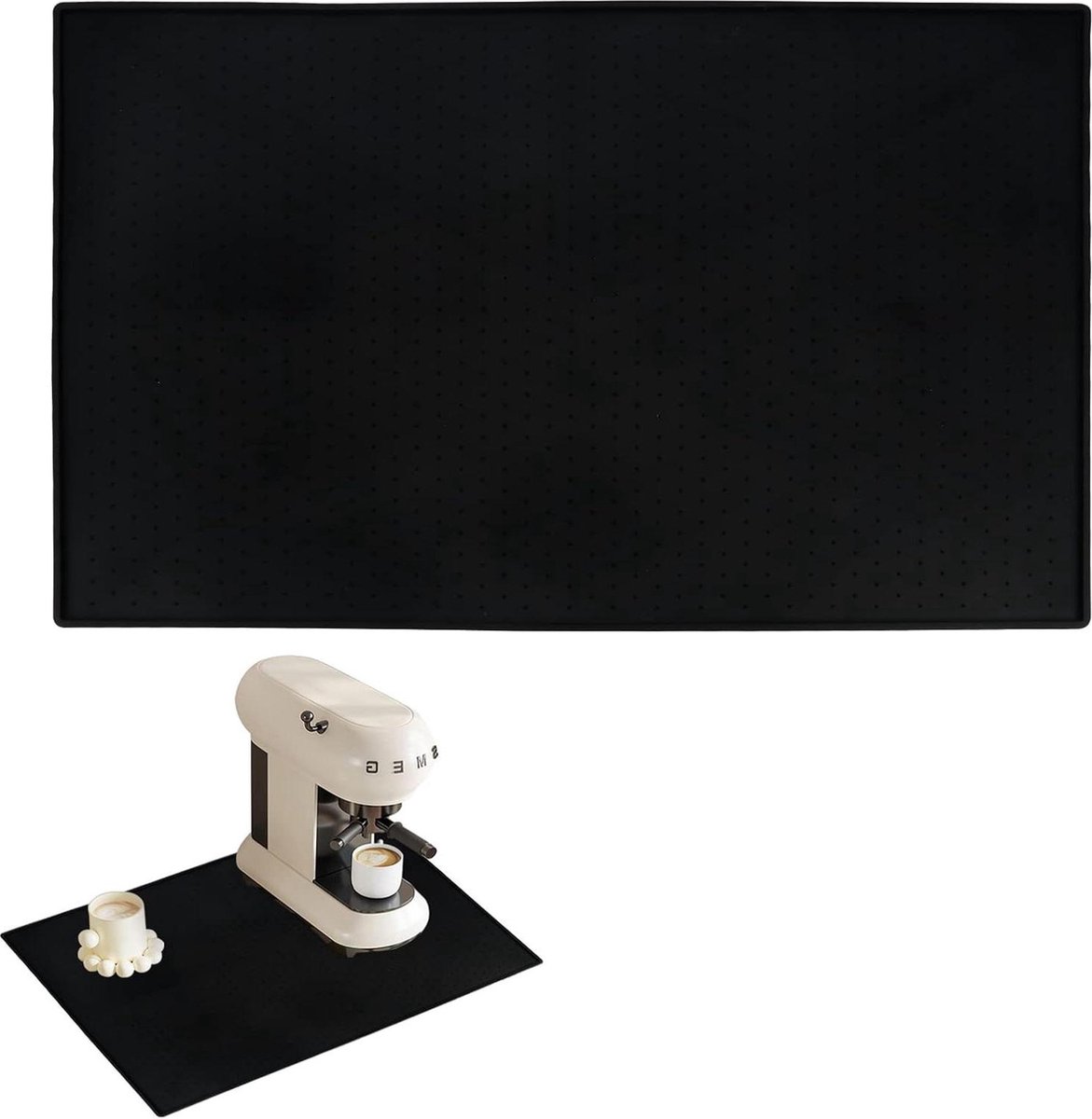 Siliconenmat voor Koffiemachine - Antislip Onderlegger - 1 Stuk - Zwart - Siliconen - 48 x 30 cm
