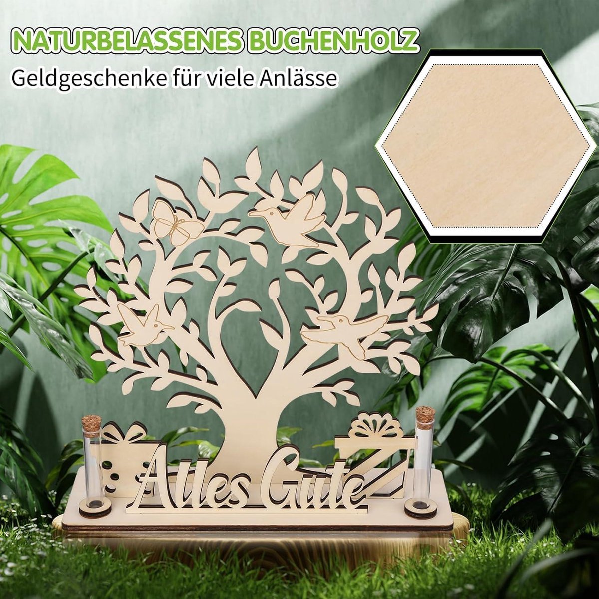 thumbnail: Houten Geldboom - Origineel Cadeau Voor Bruiloft, Verjaardag Of Woondecoratie | Handgemaakt Houten Geschenk Met LED Verlichting