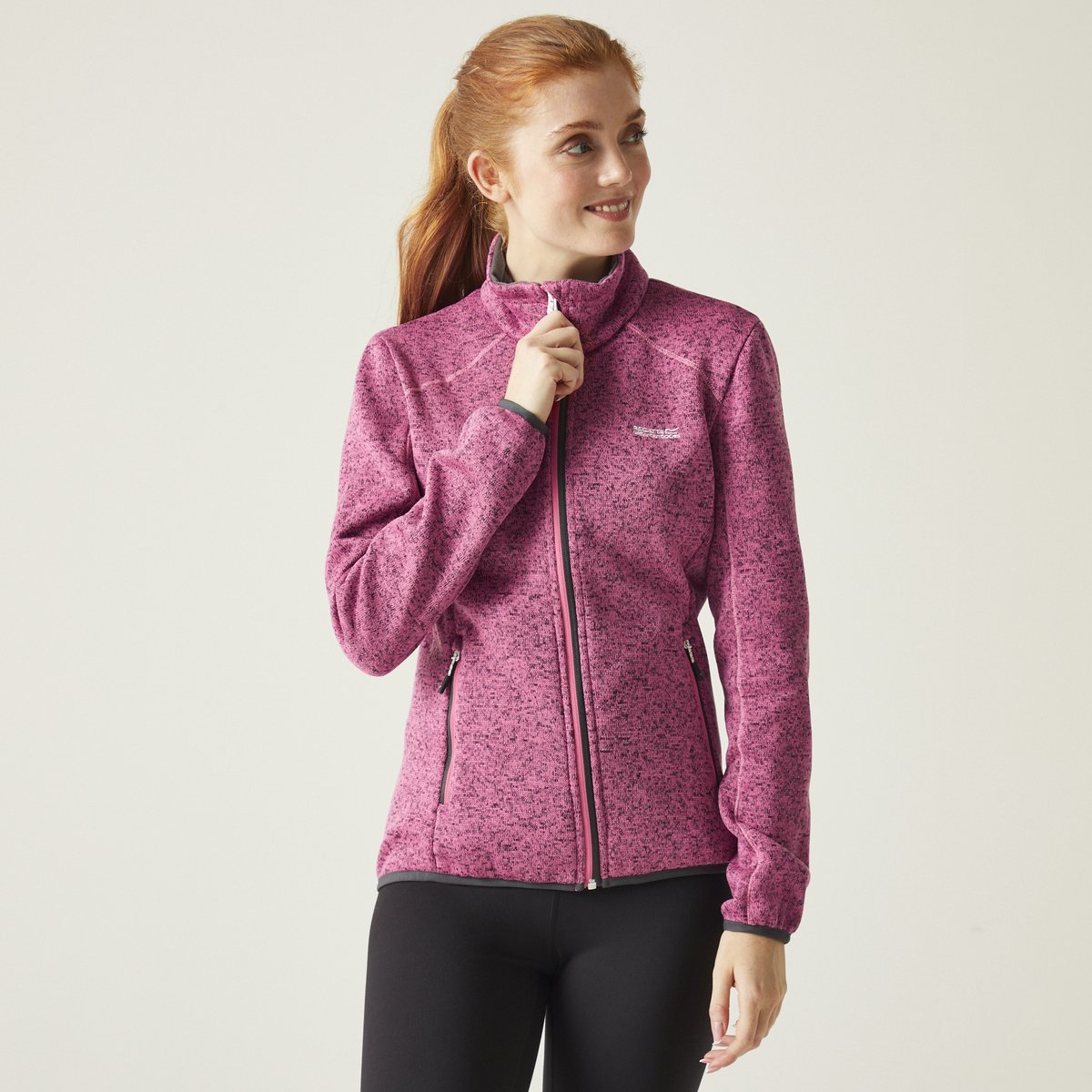 Fleece Wandelen Dames Volledige Rits Roze