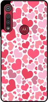 Smartphonica Telefoonhoesje Geschikt voor Motorola One Macro / Moto G8 Play met Hartjes Print - Hearts Design TPU Backcover Case - Kinder Hoesje met Hartjes Design geschikt voor Motorola Moto G8 Play;Motorola One Macro
