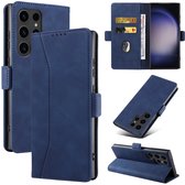 Samsung Galaxy S22 Ultra Bookcase Case - Magnétique - Cuir Artificiel - Portefeuille - Book Case - Wallet - Flip Cover - Galaxy S22 Ultra - Blauw