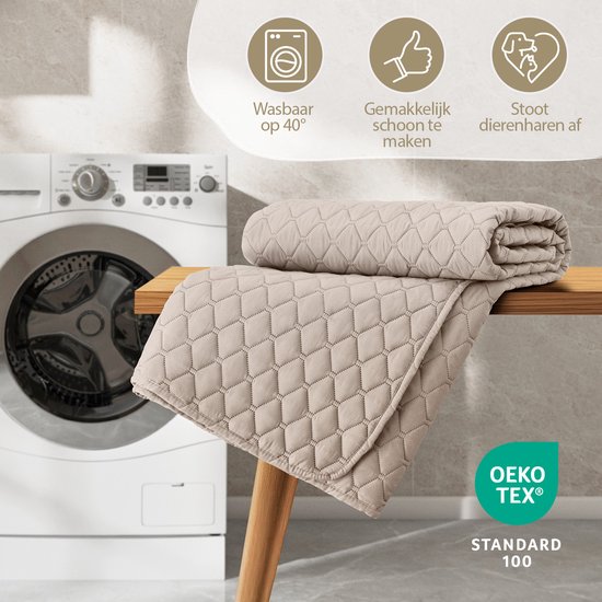 Couvre-lit Blumtal 170 x 210 cm - Certifié Oek-TEX - Pour lits 90 x 200 cm - Couvre-lit pour lit et canapé - Sable