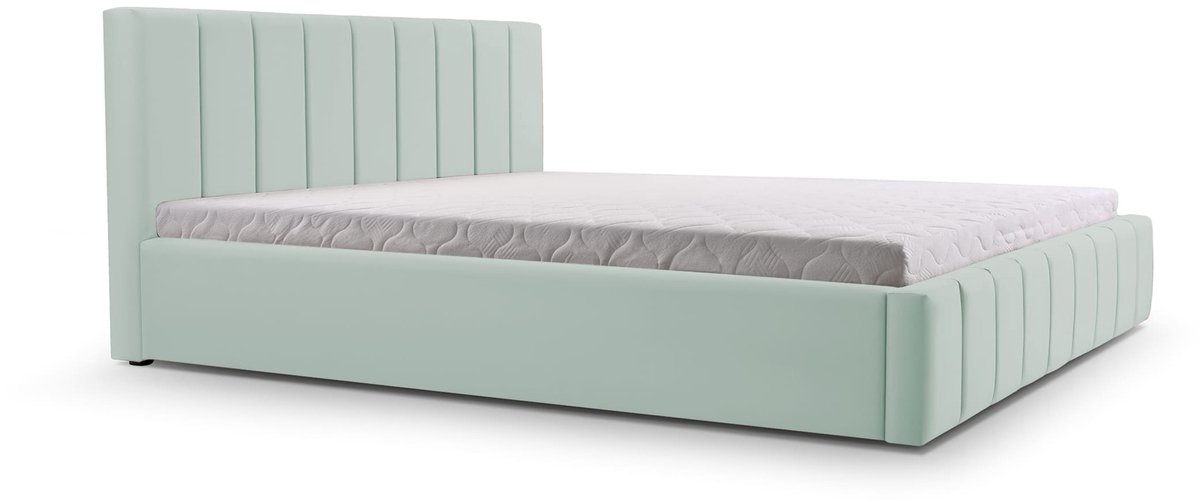 Bed 01 - Gestoffeerd bed met Fluweel Beklede Tweepersoonsbed - 140x200 cm - Elegant en Comfortabel - Mintgroen (TRINITY 21)