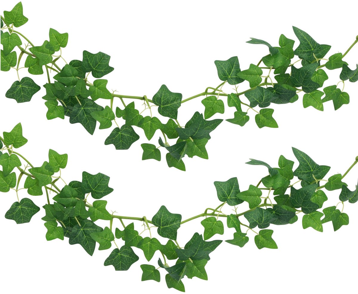 CHAKS kunstplant/hangplant slinger - 2x - Klimop/hedera - groen - 173 cm - lang - planten guirlandes