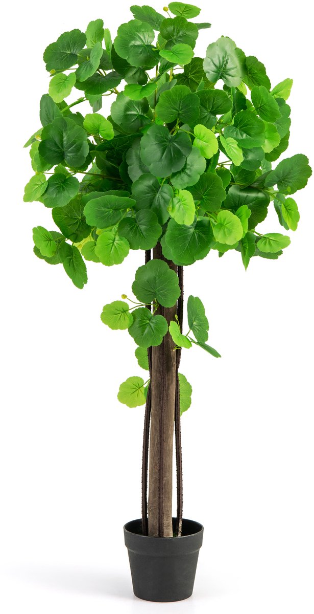 Costway Kunstplant 110 cm, kunstplant sierappelboom, kunstboom met pot, groene planten met realistische bladeren en houten stam, decoratieve plant, kamerplant voor thuis, kantoor, groen (1 stuks)