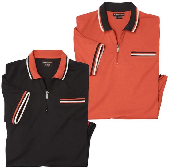 ATLAS FOR MEN - Set van 2 polo’s met ritskraag - Heren - Verkrijgbaar in grote maten - 5XL
