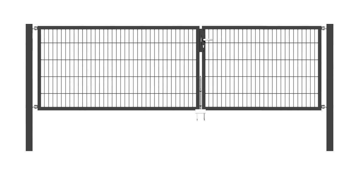 Alberts 648596 Dubbele poort Flexo met toebehoren, antraciet, breedte 350 cm, hoogte 100 cm