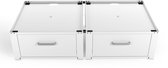 Wasophoogte® Wasmachine verhoger met lade - Dubbele wasmachine opbouwmeubel XL - Wasmachine sokkel - 31cm hoog - Wit - Universeel - 63*63 (LxB) - Inclusief wandbeugels