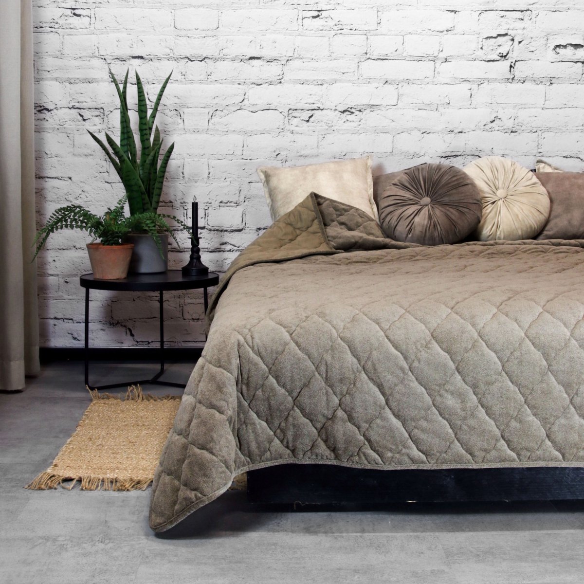 JENNY - Bedsprei - Ruitmotief - Heerlijk zacht - Taupe - 240x280
