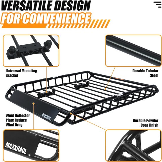 Dakbagagedrager voor SUV en pick-up trucks - 68 kg capaciteit, Stalen mand met rubberen afdichting, Eenvoudig te monteren — afbeelding 4