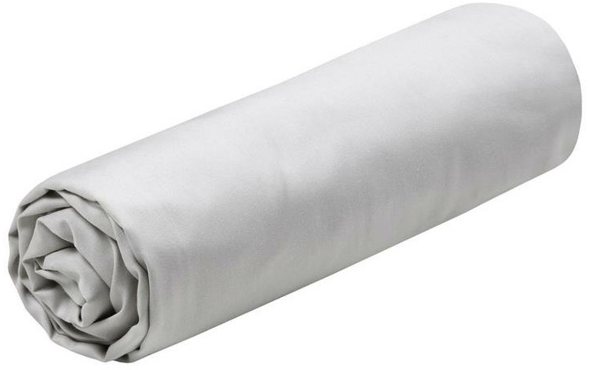 Stof Textiles Hoeslaken Elysee - 2-persoons - 180 x 200 cm - zilvergrijs - premium kwaliteit - percal katoen - 30 cm matrasdikte