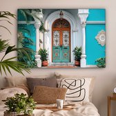 Tableau sur toile 120x80 cm - Décoration murale exclusive Colonnes - Orné - Porte - Blauw - Décoration murale salon - Décoration chambre - Accessoires chambre - Peintures sur toile