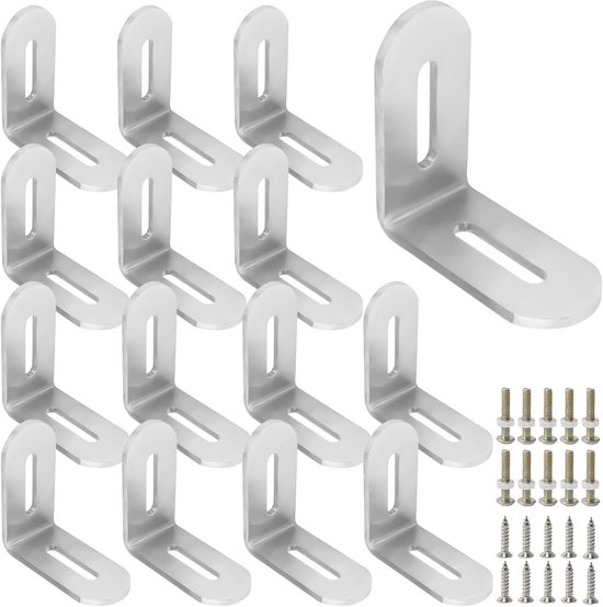 KOTARBAU® Set van 50 hoekverbinders, 60 x 60 x 20 mm, stalen bouwhoek, montagegaten, meubelhoek, verzinkt, zware belasting, houten connector, montagehoek, stoelhoek