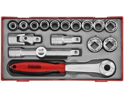 Doppenset TT1 tray 1/2 10-24mm 18 delig 12 kant Teng Tools TT1218