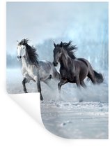 Muurstickers - Sticker Folie - Paarden - Winter - Dieren - Natuur - Sneeuw - 120x160 cm - Plakfolie - Muurstickers Kinderkamer - Zelfklevend Behang XXL - Zelfklevend behangpapier - Stickerfolie