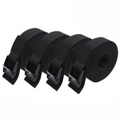 Lot 4 Sangles D'Arrimage 25 Mm X 2 M - Noires, Réglables Avec Boucle De Serrage