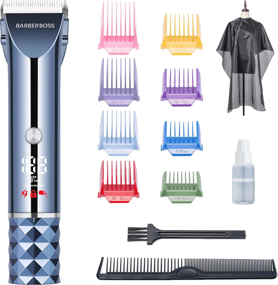 Draadloze Tondeuse en Baardtrimmer voor Heren - USB Oplaadbaar met LED-Display