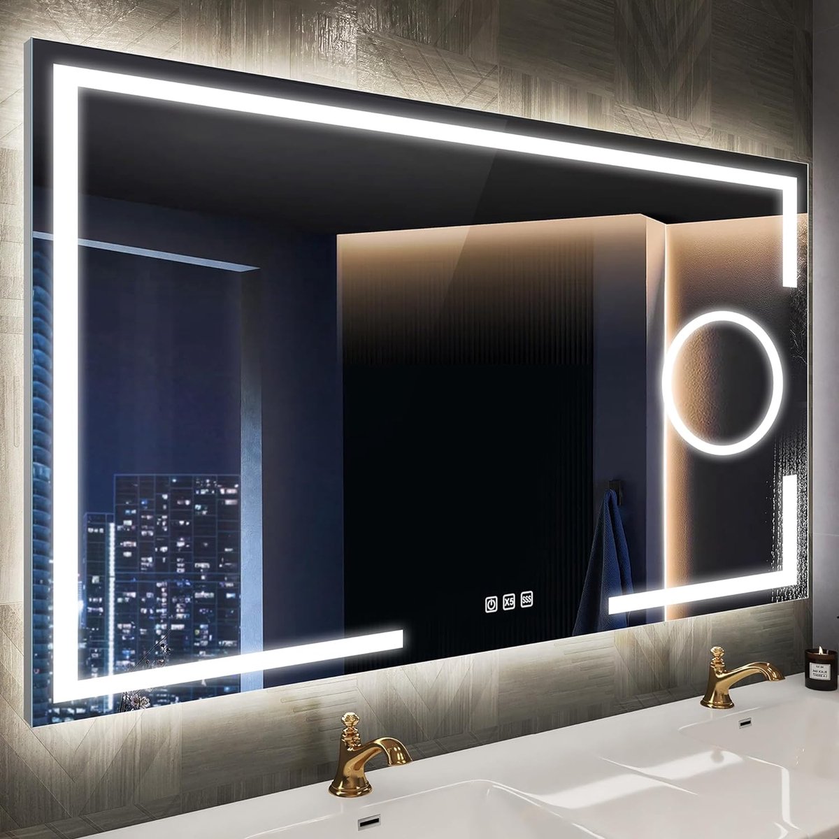 Badkamerspiegel met Verlichting en Vergrootglas - Dimbaar, IP44, HD Glas 100x70 cm
