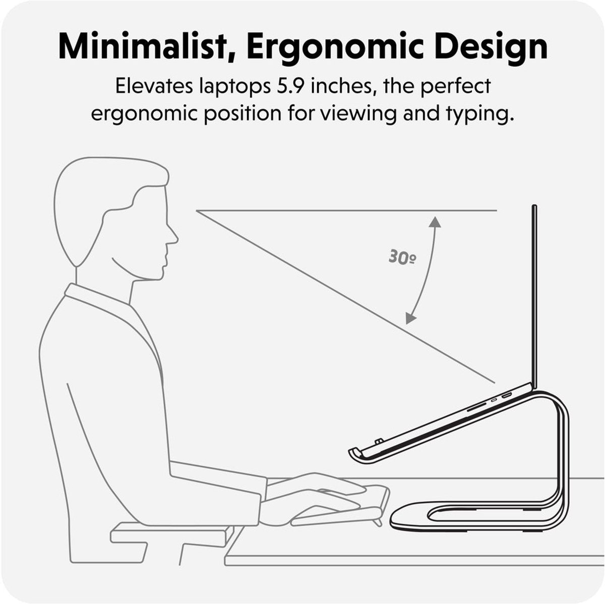 Hyper HyperSpace Laptop Stand – Geschikt voor Laptops tot 16" – Biedt Ergonomische Ondersteuning – Volledig Compatibel met MacBooks - Grijs