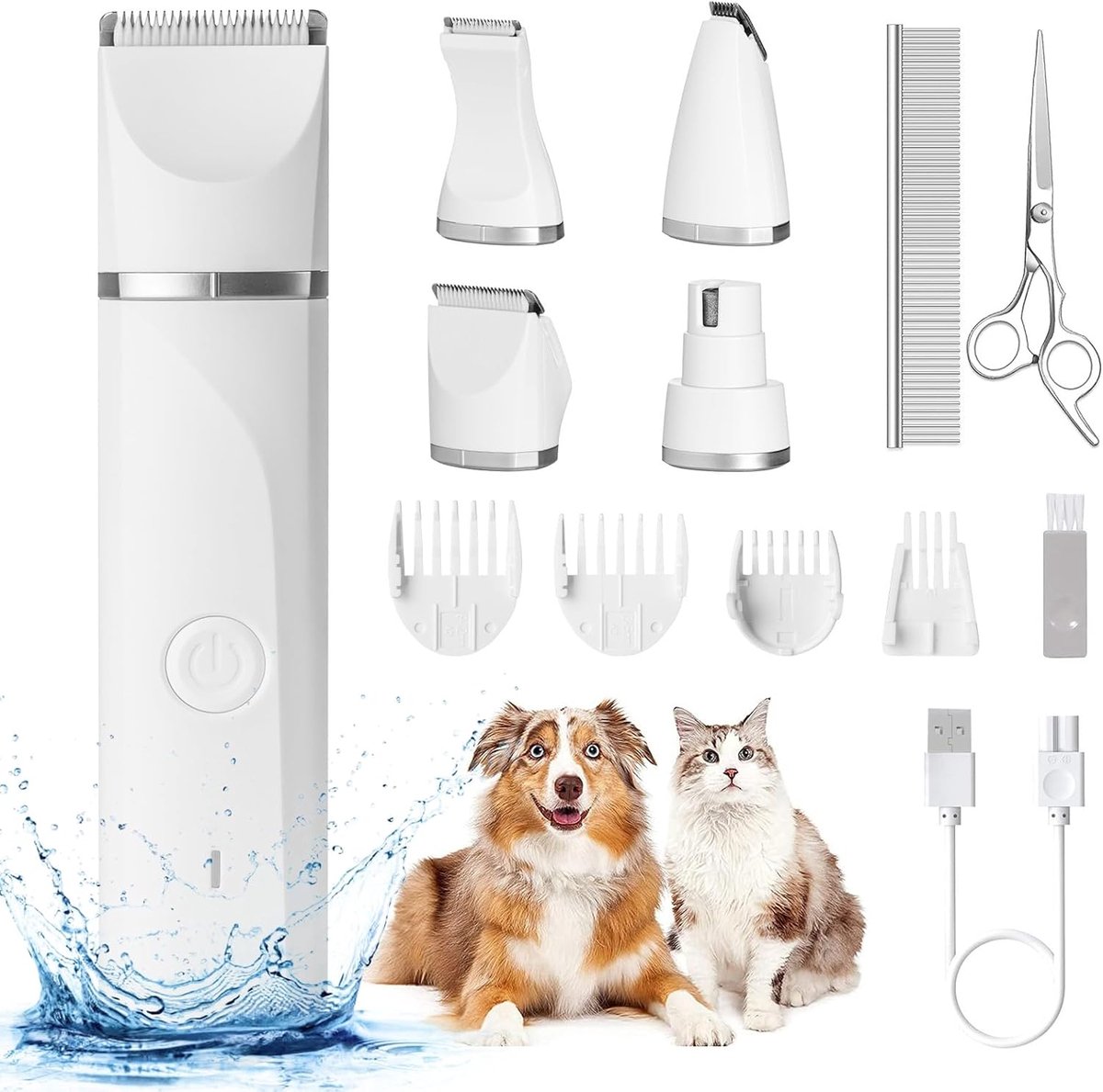 Stille Hondentondeuse en Poottrimmer 4 in 1 - Draadloze, Oplaadbare en Waterdichte Verzorgingsset voor Honden en Katten