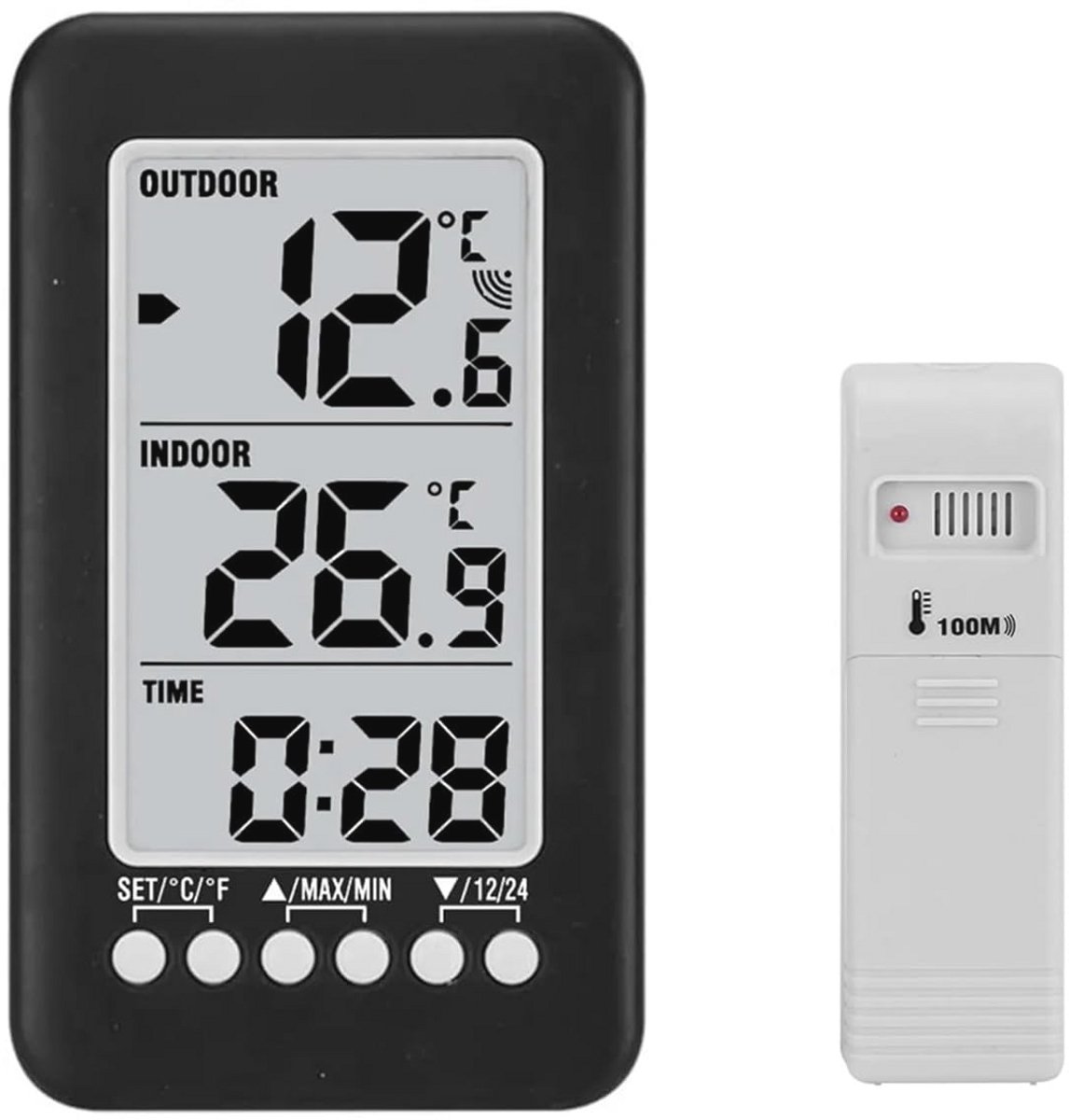 Draadloze Thermometer en Weerstation met Afstandsbediening - Digitale Temperatuurmonitor voor Binnen en Buiten