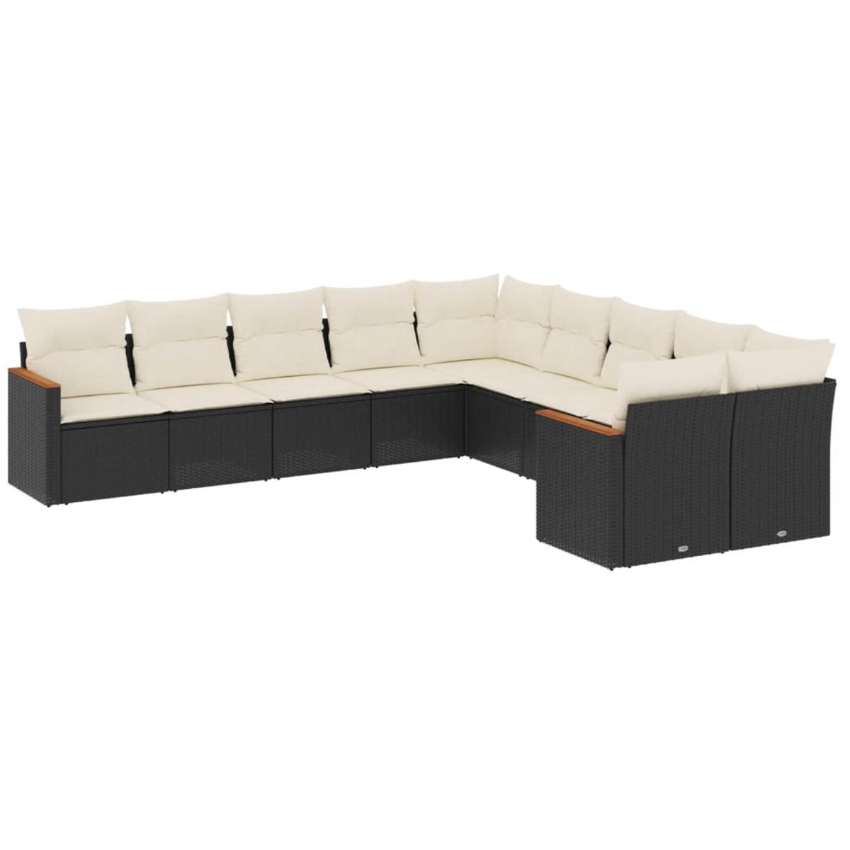 The Living Store 10-delige Loungeset met kussens poly rattan zwart - Loungeset - Tuinset - Lounge Set - PE-rattan - Outdoor Furniture