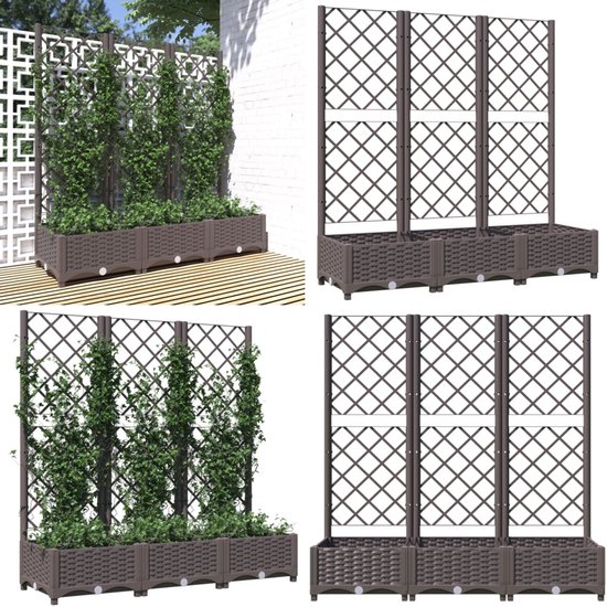 Outsunny Plantenbak op vierkante poten moestuin 3 niveaus 5 bakken - afm. 75 l x 78 b x 77 h cm irrigatie-inzetstukken drainagevilt dennenhout