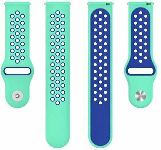 By Qubix 22 mm - Bracelet silicone Sport Edition - Vert menthe + bleu - Huawei Watch GT 2 - GT 3 - GT 4 (46 mm) - Huawei Watch GT 2 Pro - GT 3 Pro (46 mm)