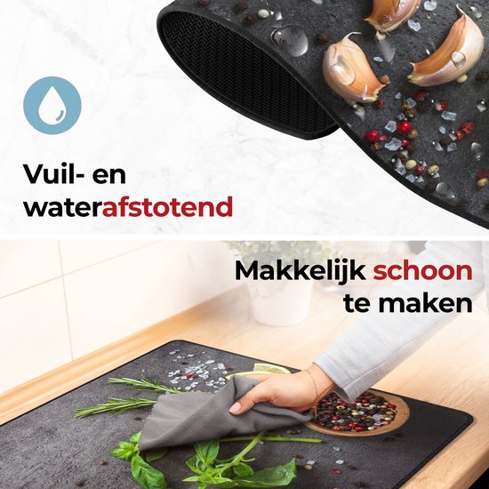 KitchyMist Inductie Beschermer 60x52 cm - Kruiden en Specerijen Limoen - Kookplaat Beschermer - Afdekplaat voor Kookplaat - Inductie Mat - Spatscherm Achterwand Keuken