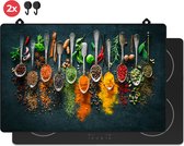 KitchyMist Inductie Beschermer 80x52 cm - Kruiden en Specerijen Lepels - Kookplaat Beschermer - Afdekplaat voor Kookplaat - Inductie Mat - Spatscherm Achterwand Keuken