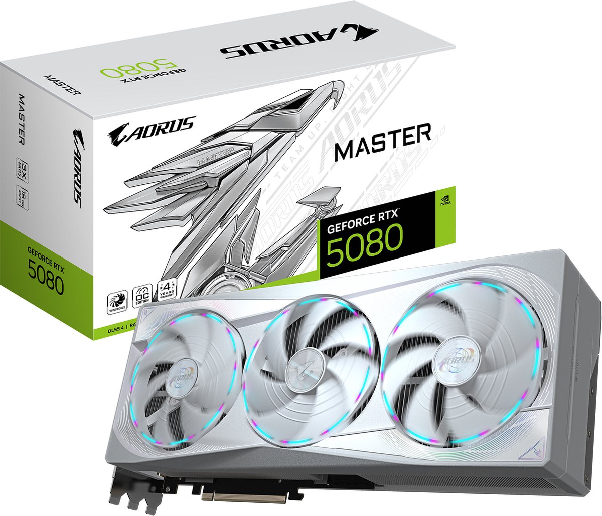 GIGABYTE AORUS GeForce RTX 5080 MASTER ICE 16G grafische kaart