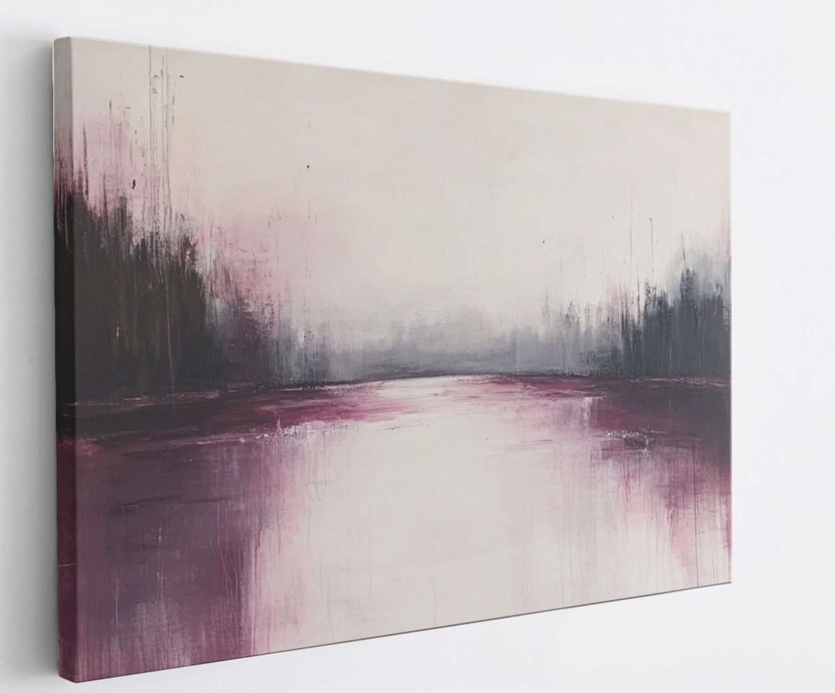 Saammp Canvas Schilderij - bordeaux rood - minimalistische kunst - Abstracte - 40x30 - Foto op canvas - Wanddecoratie - Muurdecoratie Woonkamer - Kantoor Decoratie Multicolor