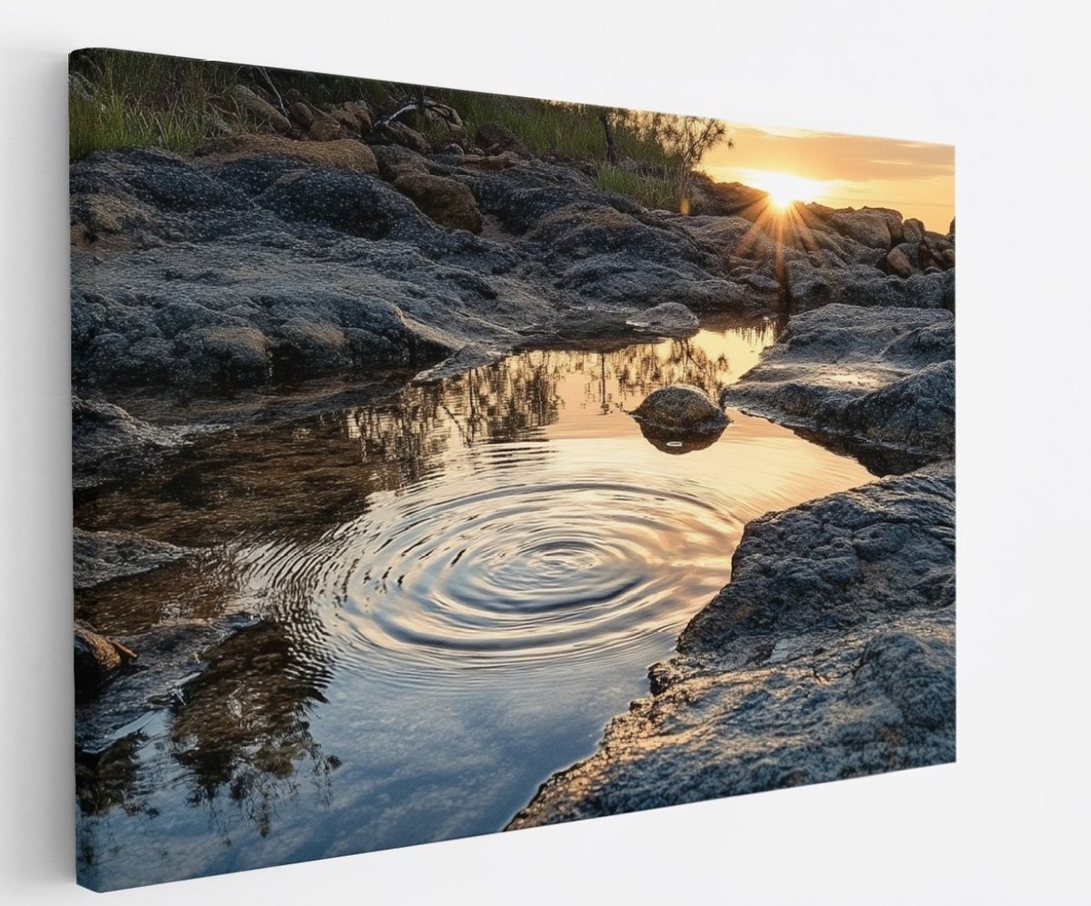 Saammp Canvas Schilderij - Natuur - Winter - Besneeuwde brug - landschappen - 70x50 - Foto op canvas - Wanddecoratie - Muurdecoratie Woonkamer - Slaapkamer decoratie - Canvas Print Multicolor