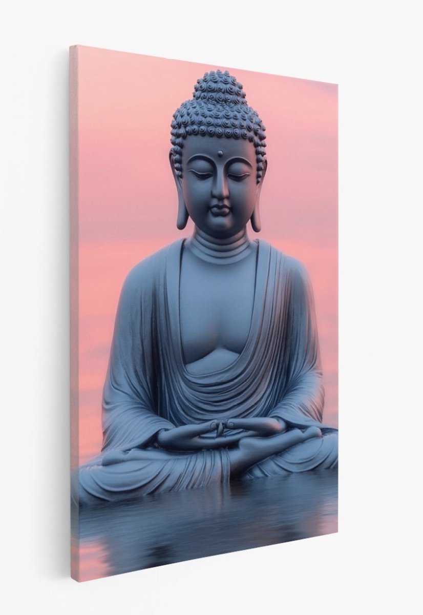 Saammp Canvas Schilderij - Boeddha - Roze lucht - 40x60 - Foto op canvas - Wanddecoratie - Muurdecoratie Woonkamer - Canvas schilderijen Multicolor