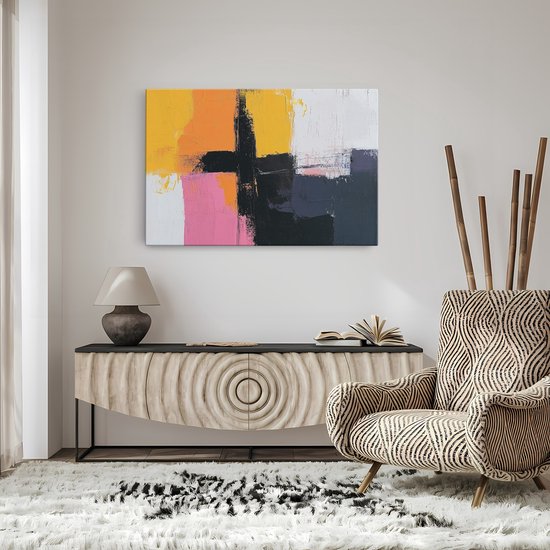 Saammp Canvas Schilderij - Gekleurde vormen - Abstract - 30x20 - Foto op canvas - Wanddecoratie - Muurdecoratie Woonkamer - Slaapkamer decoratie - Canvas Print