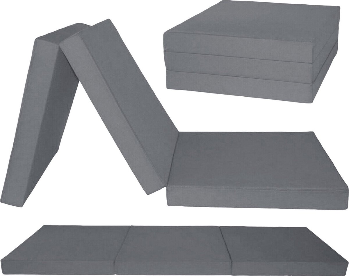 Viking Choice Logeermatras Extra Dik Grijs - Opvouwbaar Matras 195x80x15 cm - Huisstofmijtwerend