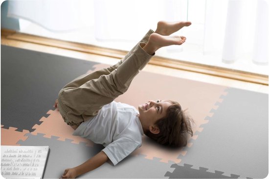Speelmat Puzzelmat Baby - 180x180 cm - Grijs & Perzik - Foam Mat — afbeelding 5