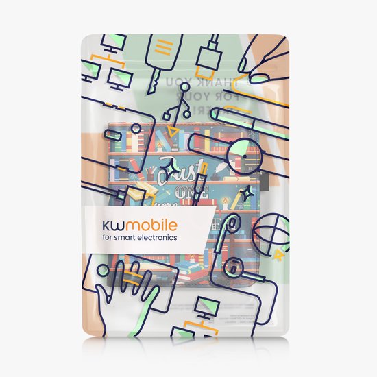 kwmobile e-reader hoesje geschikt voor Kobo Libra Colour hoes - E reader flip case van kunstleer - Ereader cover met stand - bibliotheek design in meerkleurig van Merkloos — afbeelding 5