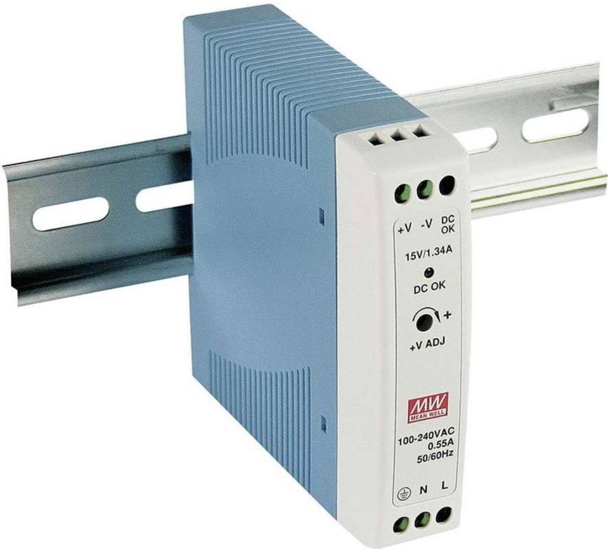 Mean Well MDR-20-5 DIN-rail netvoeding 5 V/DC 3 A 15 W Aantal uitgangen: 1 x Inhoud: 1 stuk(s)