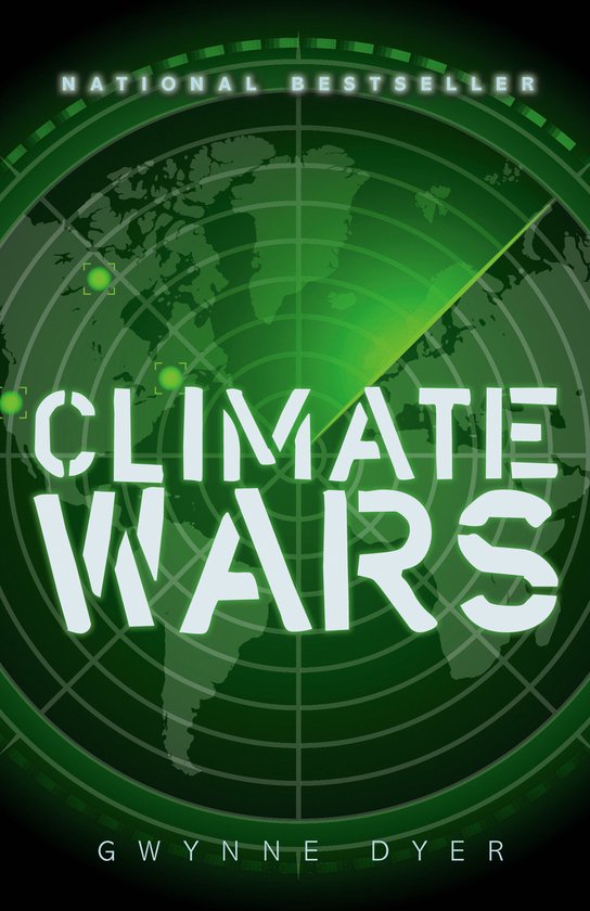 Boekomslag van 'Climate Wars' met een radarweergave van de wereldbol, waarop de titel in witte letters staat.