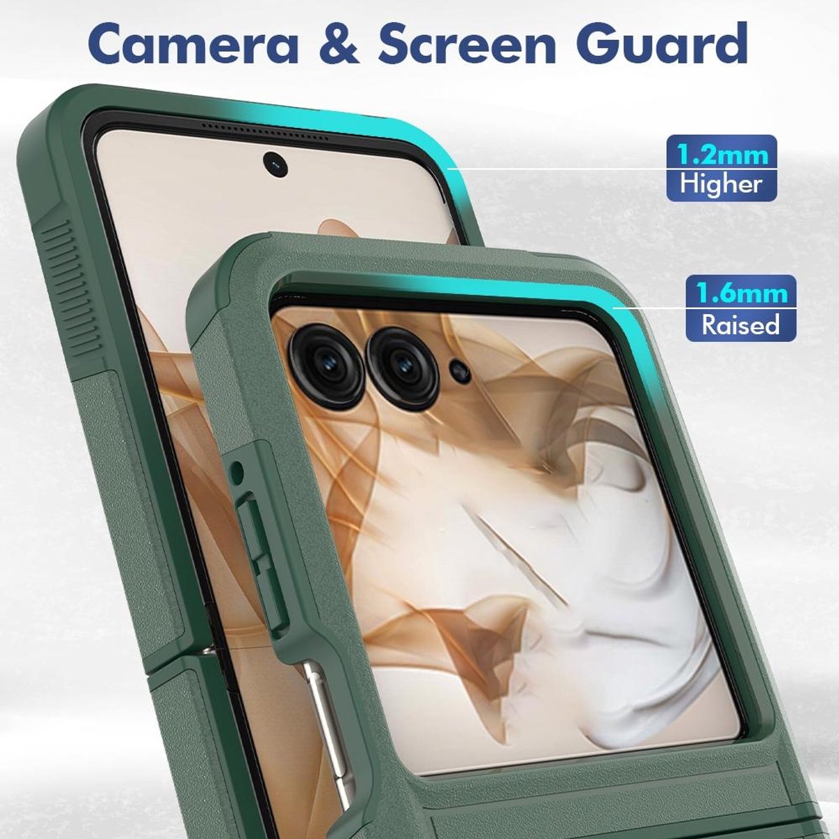 Mobigear Hoesje geschikt voor Motorola Razr 50 Telefoonhoesje Hardcase | Mobigear Heavy Armor Backcover Shockproof | Schokbestendig Razr 50 Telefoonhoesje | Anti Shock Proof - Donkergroen