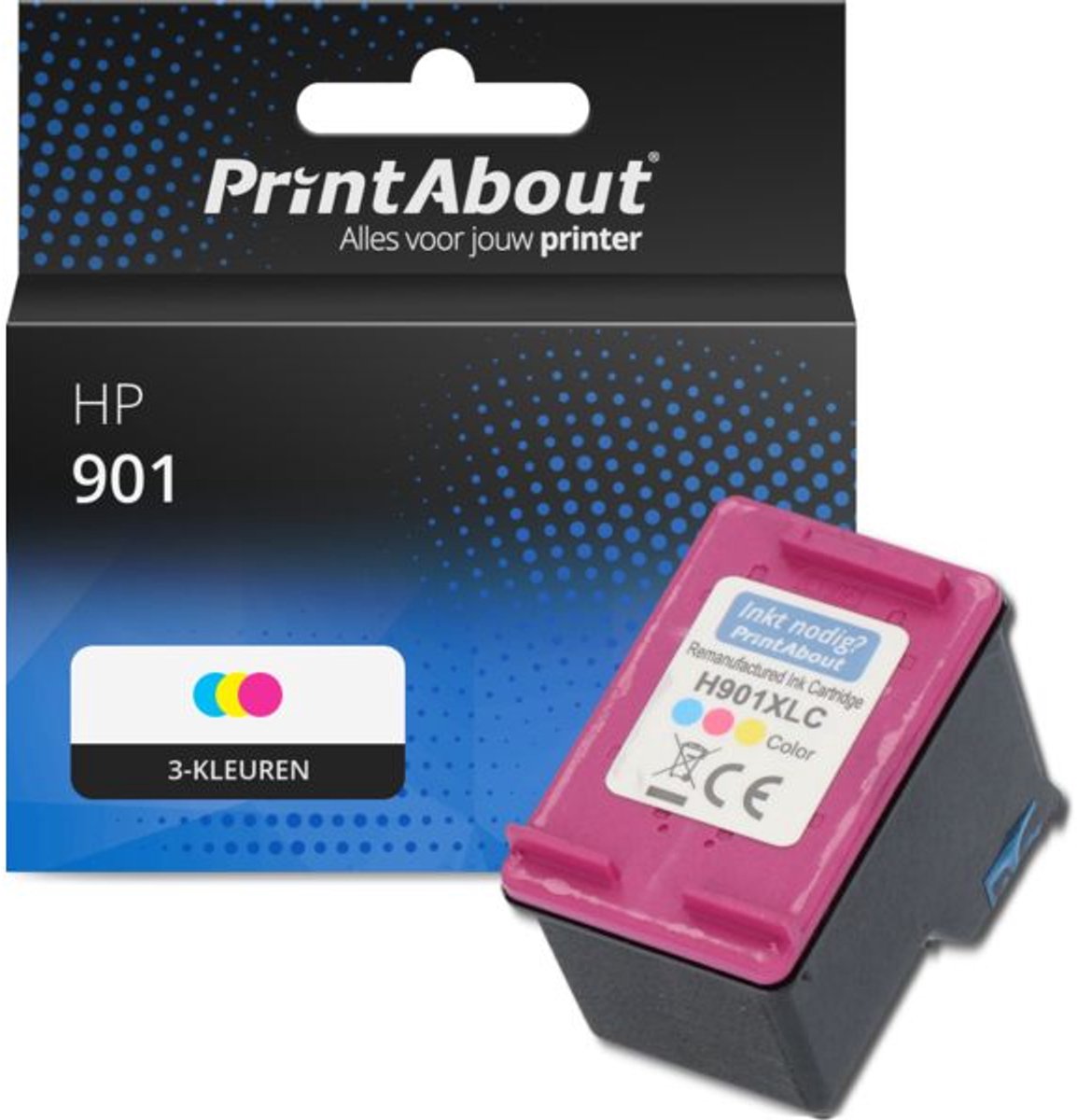 PrintAbout huismerk Inktcartridge 901 (CC656AE) 3-kleuren geschikt voor HP