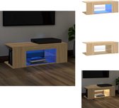 vidaXL Meuble TV Chêne Sonoma - 90x39x30 cm - Avec éclairage LED RVB - Meuble